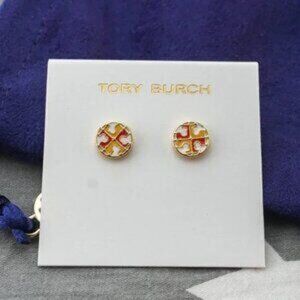 Tory Burch Kira Enamel Studs in Red/Yellow